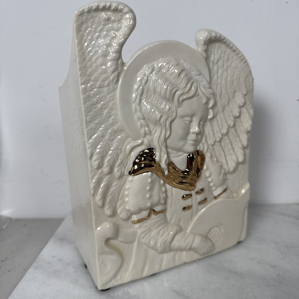 Vingate Ceramic ivory and gold Angle Play guitar Large vase